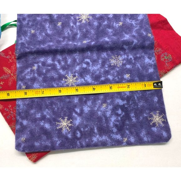 Lot of 5 Fabric Gift Bags Sacks Christmas Winter Patterns Drawstring - Picture 9 of 12